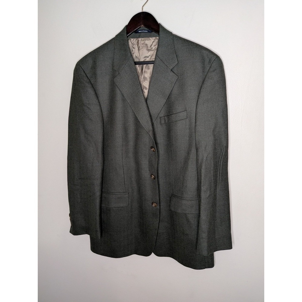 VTG Polo University By Ralph Lauren 43 Tall Herringbone Gray Wool Blazer Classic